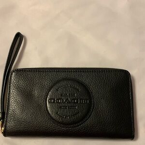 Coach Black Pebbled Leather Wristlet